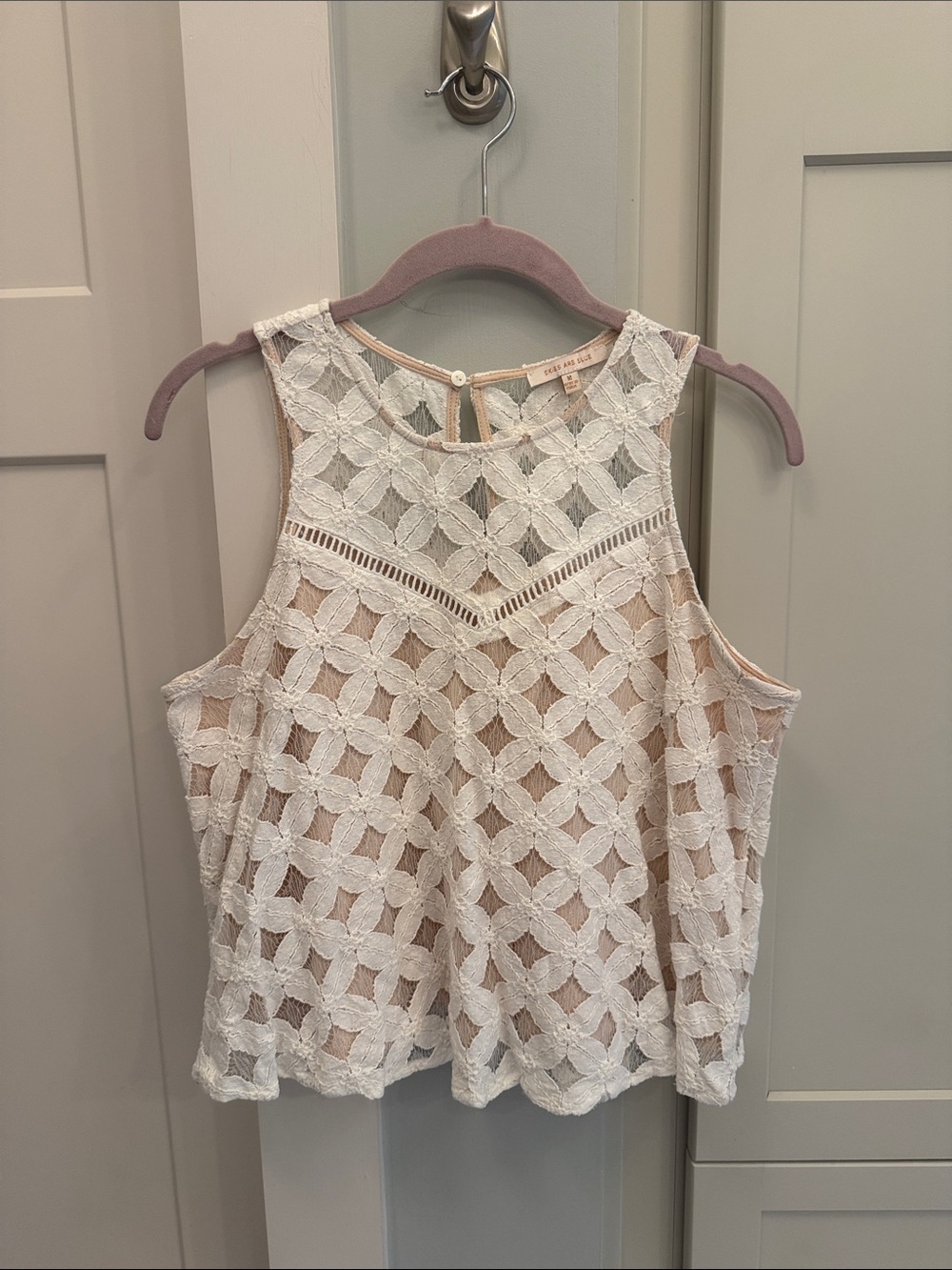 Skies Are Blue White Lace Overlay Camisole